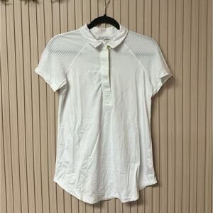 L’Etoile Sport White Stretch Jersey Performance Polo Shirt Women’s Size S